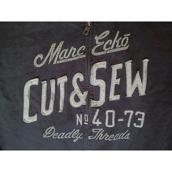 Vintage Ecko Unltd Hoodie Mens XXL Gray 'Cut & Sew' Full Zip Sweater Streetwear - Picture 2 of 9